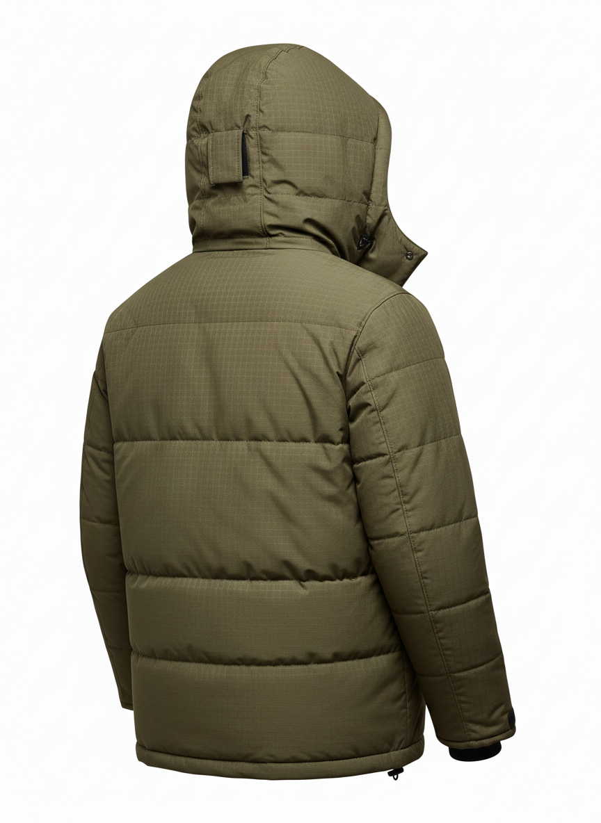 Dark Green Diamond Quilt Jacket With Hood