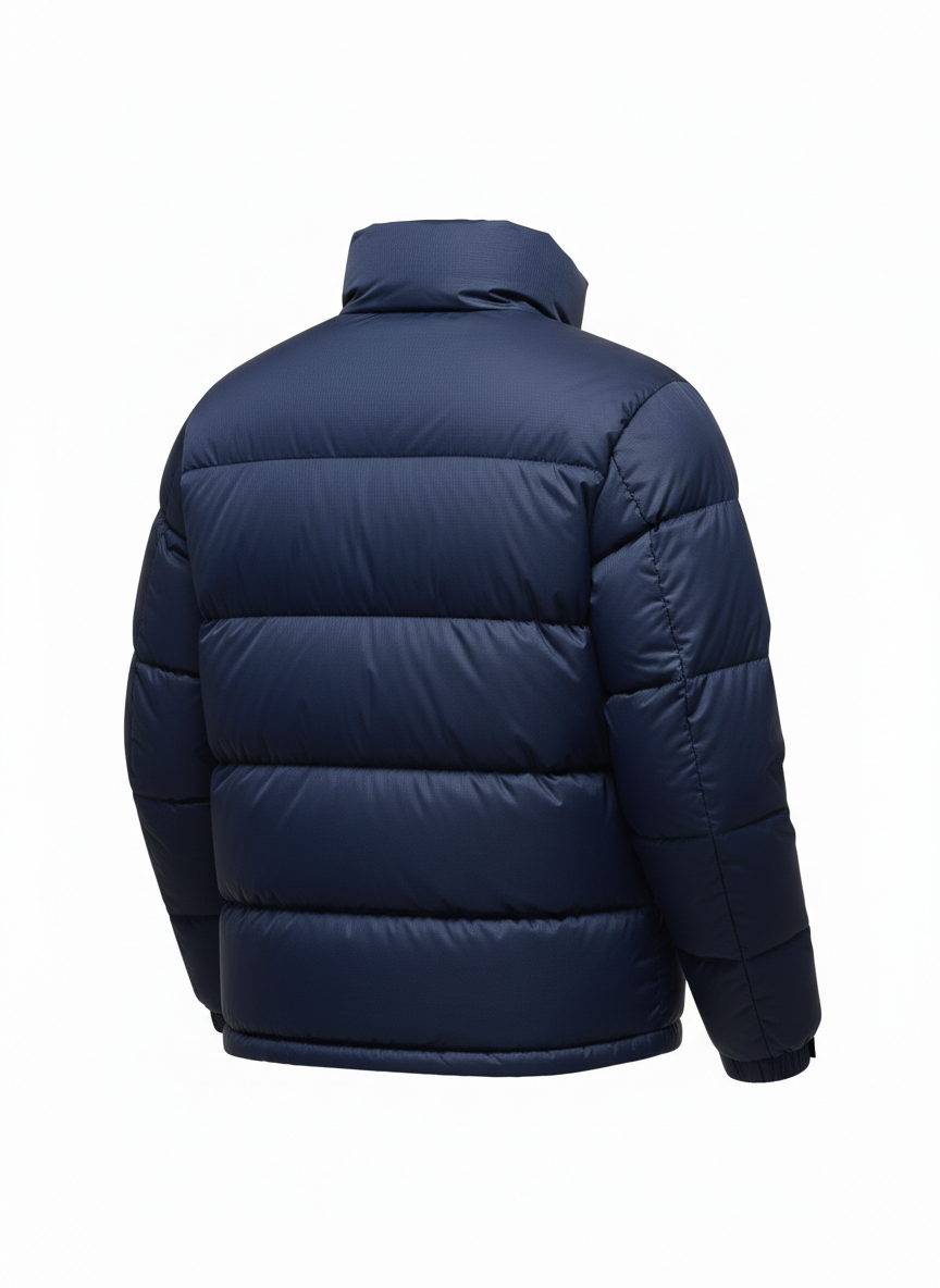 Blue Interlocking Fiber Puffer Jacket