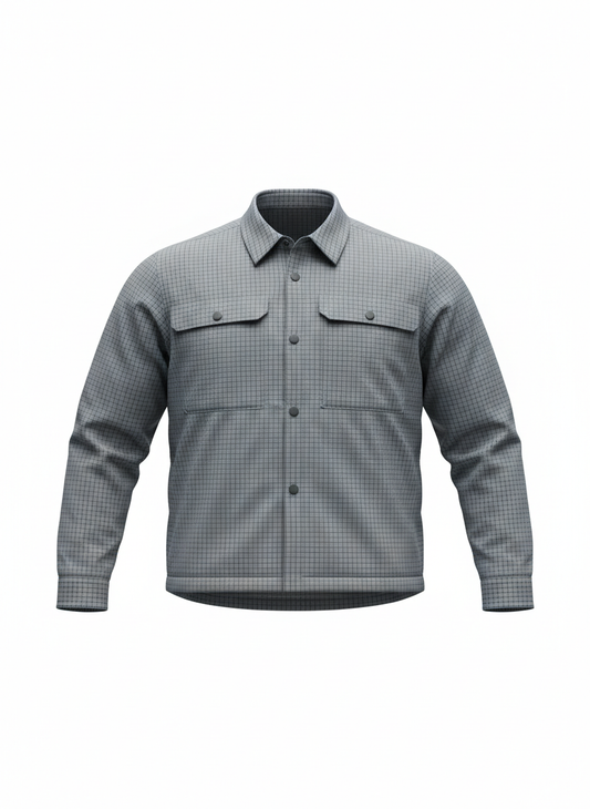 Gray Grid-Weave Field Shirt
