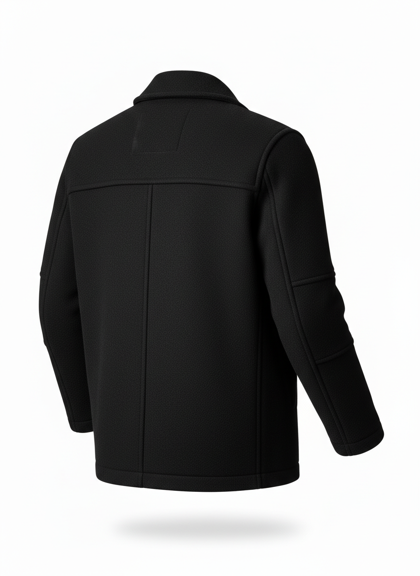 Black Thick Wool-Blend Toggle Cardigan