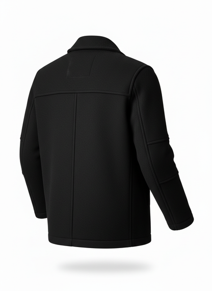 Black Thick Wool-Blend Toggle Cardigan