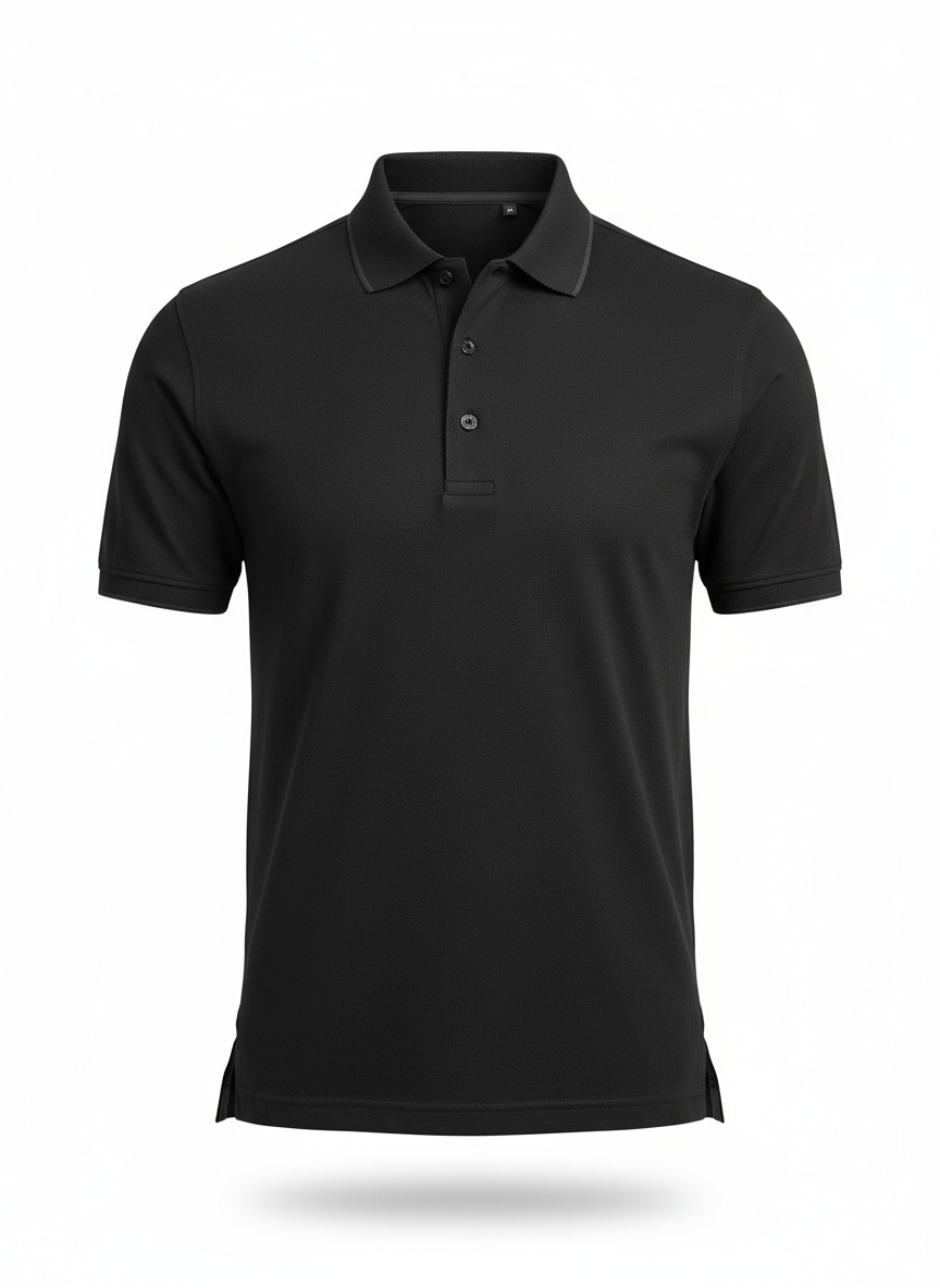 Black Rigid Pique Performance Polo