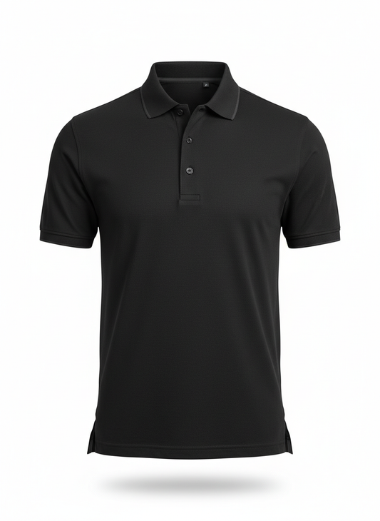 Black Rigid Pique Performance Polo