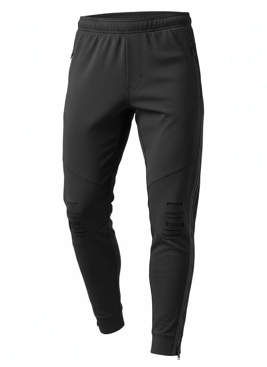 Black Articulated Four-Way Stretch Joggers Pants
