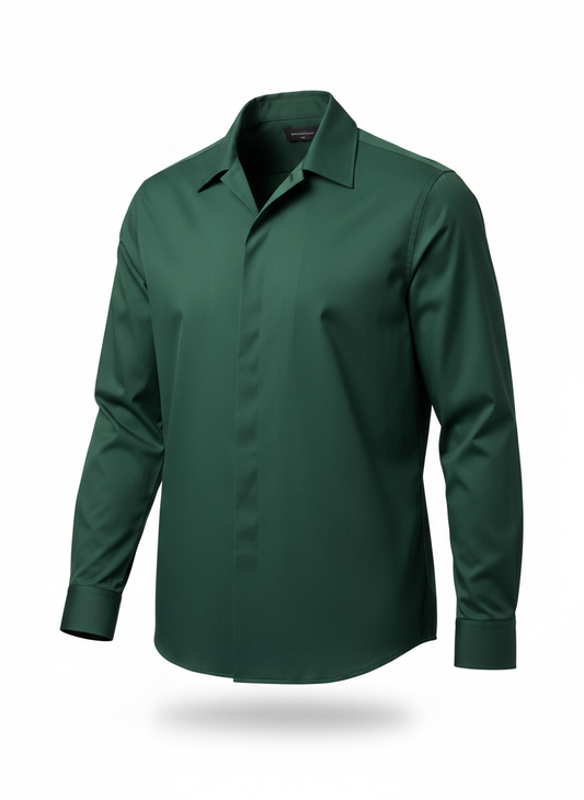 Dark Green Nylon-Cotton Technical Shirt