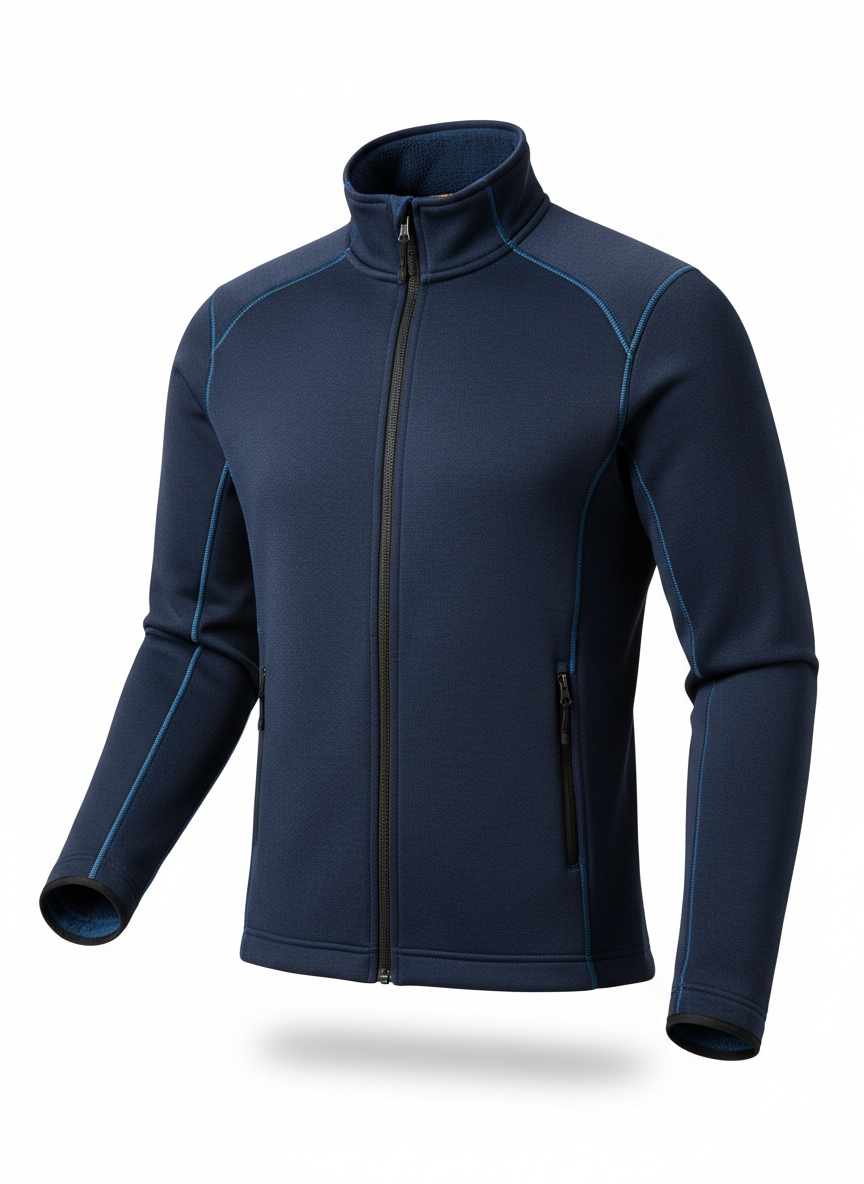 Navy Bonded Knit Thermal Mid-Layer Jacket