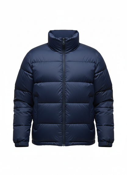 Blue Interlocking Fiber Puffer Jacket