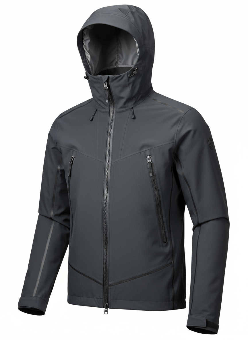 Black Taped Seam Hardshell Jacket