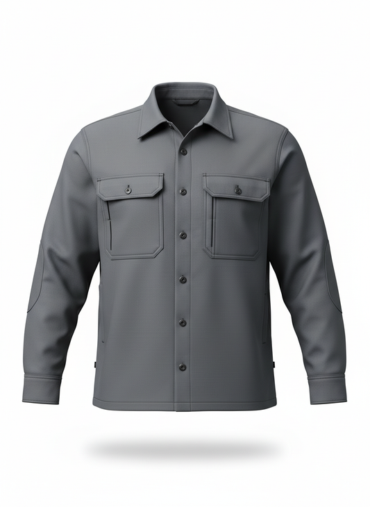 Gray Heavy-Duty Synthetic Twill Work Shirt